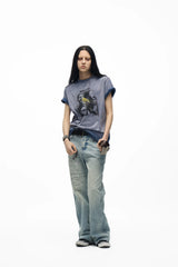 Printed Bootcut Jeans